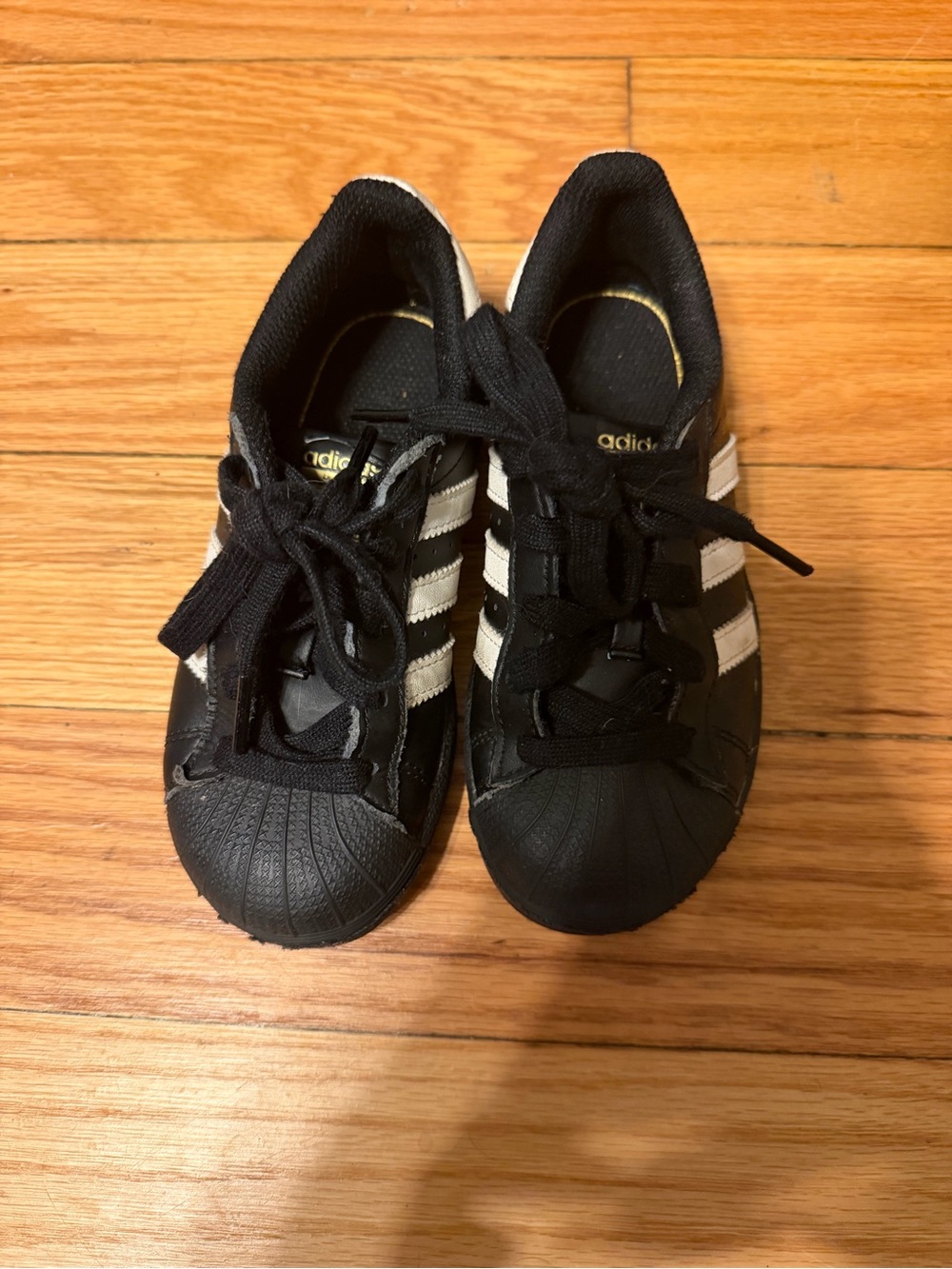 adidas Kids Black and White Shell Toe Sneakers